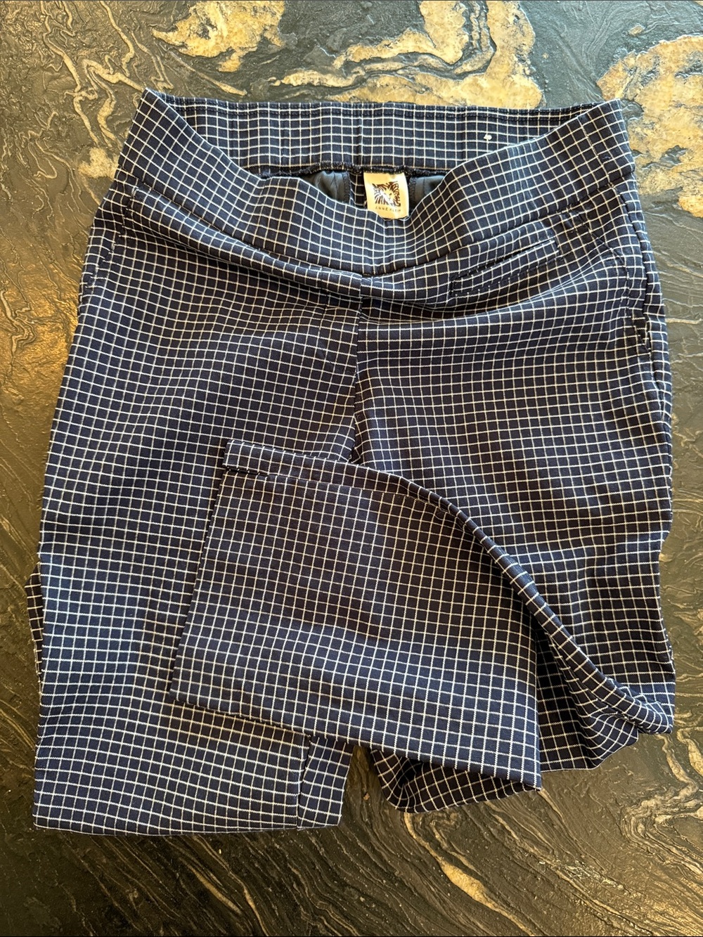 Anne Klein Navy & White Windowpane Capri Pants